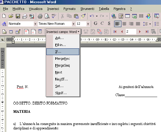 combinare word e access